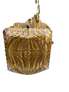  Bakalowits Sohne MODERNIST BRASS CAST CLEAR GOLD GLASS CHANDELIER WITH CRYSTALS - 4649131