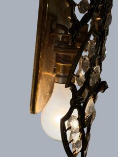  Bakalowits Sohne PAIR OF MID CENTURY BRASS FILAGREE FACETED CRYSTAL WALL SCONCES - 4512578