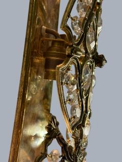  Bakalowits Sohne PAIR OF MID CENTURY BRASS FILAGREE FACETED CRYSTAL WALL SCONCES - 4512579