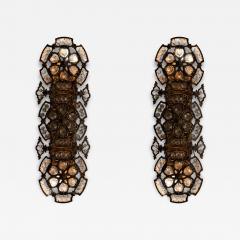  Bakalowits Sohne PAIR OF MID CENTURY BRASS FILAGREE FACETED CRYSTAL WALL SCONCES - 4522133