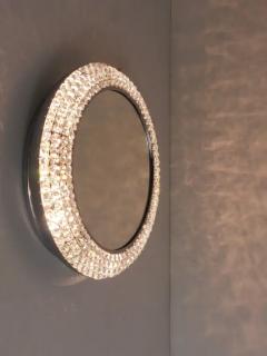  Bakalowits Sohne Round Bakalowits Style Faceted Crystal Chrome Backlit Wall Mirror 1960s - 4049865