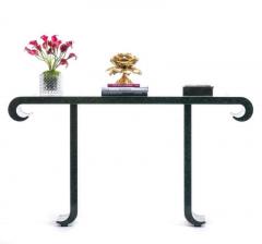  Baker Furniture Company Alessandro for Baker Asian Modern Faux Malachite Finish Console circa 1980 - 1976423