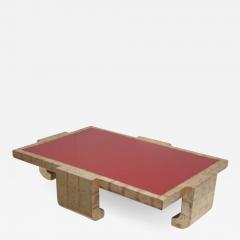  Baker Furniture Company Asian Motif Gold Leafed Coffee Table in Red Lacquer - 895355