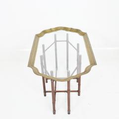 Baker Furniture Company - Small Scale Hollywood Regency Faux Bamboo Wood Brass  Tray Cocktail Table