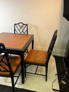  Baker Furniture Company BLACK LACQUER CHINOISERIE DINING TABLE AND FOUR BAMBOO CHAIRS BY BAKER - 2992771