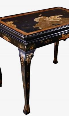  Baker Furniture Company Baker Chinoiserie Lacquered Side Table with Gilt Detailing - 4607534