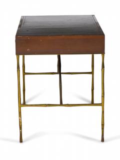  Baker Furniture Company Baker Furniture American Mid Century Walnut Leather and Brass Faux Bamboo Desk - 2792845