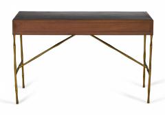  Baker Furniture Company Baker Furniture American Mid Century Walnut Leather and Brass Faux Bamboo Desk - 2792847