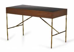  Baker Furniture Company Baker Furniture American Mid Century Walnut Leather and Brass Faux Bamboo Desk - 2792848