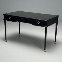  Baker Furniture Company Baker Furniture Hollywood Regency Writing Desk Black Lacquer Bronze 1960s - 3782664