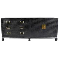  Baker Furniture Company Baker Furniture Sideboard in Black Grasscloth - 1263811