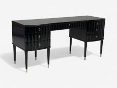  Baker Furniture Company Baker Hollywood Regency Black Lacquer Chrome Writing Desk USA 21st C  - 4285923