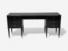  Baker Furniture Company Baker Hollywood Regency Black Lacquer Chrome Writing Desk USA 21st C  - 4285924