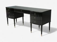  Baker Furniture Company Baker Hollywood Regency Black Lacquer Chrome Writing Desk USA 21st C  - 4285925