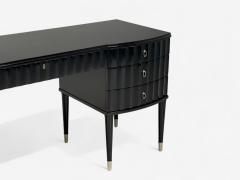  Baker Furniture Company Baker Hollywood Regency Black Lacquer Chrome Writing Desk USA 21st C  - 4285926