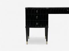  Baker Furniture Company Baker Hollywood Regency Black Lacquer Chrome Writing Desk USA 21st C  - 4285927
