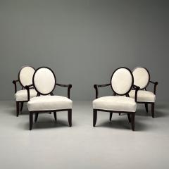  Baker Furniture Company Barbara Barry Baker Furniture Art Deco Armchairs Mahogany White Fabric - 3738294