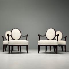  Baker Furniture Company Barbara Barry Baker Furniture Art Deco Armchairs Mahogany White Fabric - 3738295