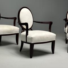  Baker Furniture Company Barbara Barry Baker Furniture Art Deco Armchairs Mahogany White Fabric - 3738296