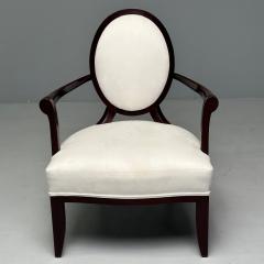  Baker Furniture Company Barbara Barry Baker Furniture Art Deco Armchairs Mahogany White Fabric - 3738297