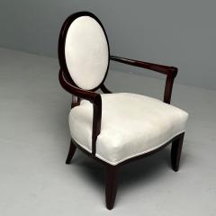  Baker Furniture Company Barbara Barry Baker Furniture Art Deco Armchairs Mahogany White Fabric - 3738298