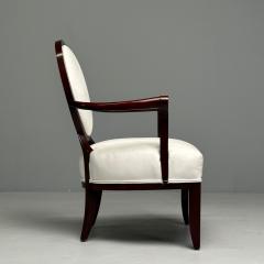  Baker Furniture Company Barbara Barry Baker Furniture Art Deco Armchairs Mahogany White Fabric - 3738299