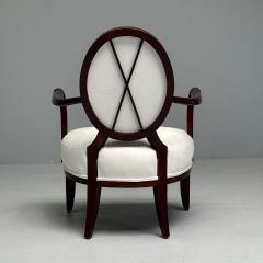  Baker Furniture Company Barbara Barry Baker Furniture Art Deco Armchairs Mahogany White Fabric - 3738302