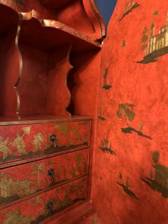  Baker Furniture Company EXCEPTIONAL RED GOLD LACQUER SCENIC CHINOISERIE SECRETARY DESK BY BAKER - 3729268
