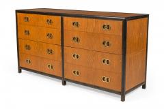 Baker Furniture Company Michael Taylor 8 Drawer Walnut and Interlocking Brass Ring Pull Low Chest - 2794103