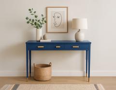  Baker Furniture Company Modern Indigo Console Table with Brass - 4220551