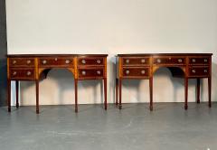  Baker Furniture Company Pair of Baker Mahogany Satinwood Sideboards Historic Charleston Bow Front - 3325634