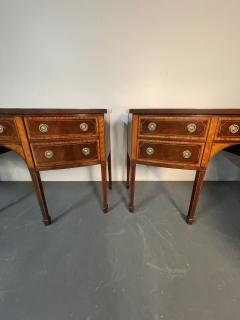  Baker Furniture Company Pair of Baker Mahogany Satinwood Sideboards Historic Charleston Bow Front - 3325635