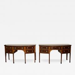  Baker Furniture Company Pair of Baker Mahogany Satinwood Sideboards Historic Charleston Bow Front - 3325683