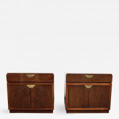  Baker Furniture Company Pair of Vintage Walnut and Brass Nightstands by Baker - 2475048