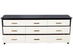  Baker Furniture Company Polished Black Lacquered Sideboard by Baker Furniture Facet Cabinet - 2756169