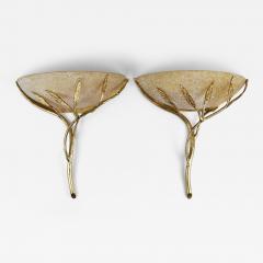  Banci Firenze Banci Firenze Gilt Iron Scavo Glass Floral Sconces Wall lights Italy 1970s - 4454762
