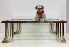 Banci Firenze Bianci Firenze 1970s Italian Brass and Chrome Coffee Table with Glass Top - 4621307