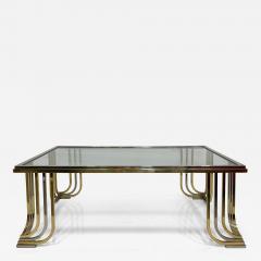  Banci Firenze Bianci Firenze 1970s Italian Brass and Chrome Coffee Table with Glass Top - 4621861