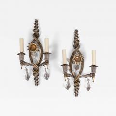  Banci Firenze Pair of 1970s wall alights with gold and silver applique flowers - 4306501