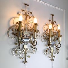  Banci Firenze Pair of Banci Firenze Silver and Gilt Crystal Wall Lights - 3036867