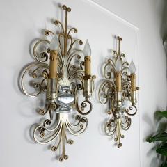  Banci Firenze Pair of Banci Firenze Silver and Gilt Crystal Wall Lights - 3036874