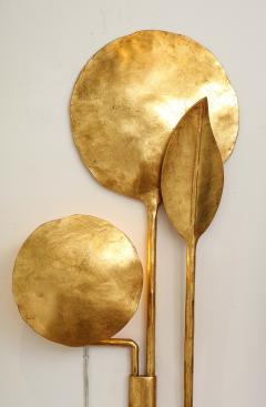  Banci Firenze Pair of Sculptural Leaf Sconces in Iron and 24k gold leaf gilding Italy - 1894991