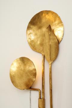  Banci Firenze Pair of Sculptural Leaf Sconces in Iron and 24k gold leaf gilding Italy - 1894993