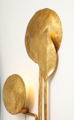  Banci Firenze Pair of Sculptural Leaf Sconces in Iron and 24k gold leaf gilding Italy - 1894994