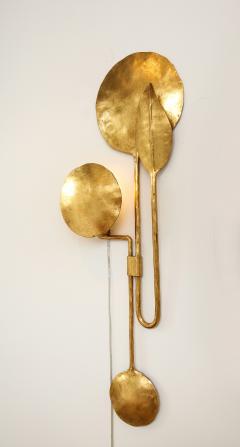  Banci Firenze Pair of Sculptural Leaf Sconces in Iron and 24k gold leaf gilding Italy - 1894996