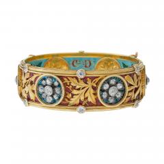  Bapst Falize Important Bapst Falize Paris Diamond and Enamel Bangle Bracelet - 2927880