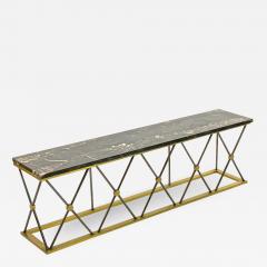  Baptistin Spade Baptistin Spade superb large metal and marble entry console or bench - 1683367