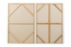  Barbara Kiskovski Barbara Kiskovski Contemporary Abstract Diptych Paintings of Gold Leaf Shapes on - 4634818