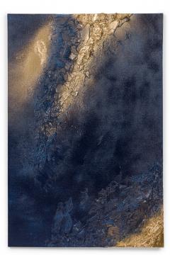  Barbara Kiskovski Barbara Kiskovski Contemporary Abstract Mixed Media Diptych Gold and Blue Textur - 4651097