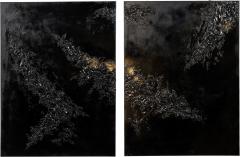  Barbara Kiskovski Barbara Kiskovski Diptych of Contemporary American Abstract Mixed Media Black an - 4651077